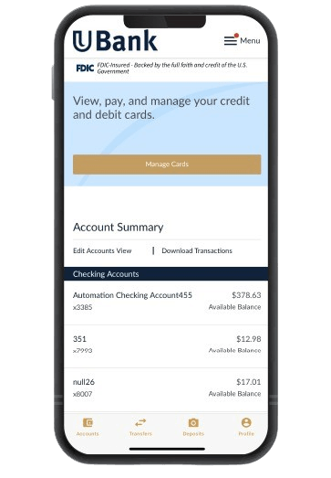 UBank Mobile App - View personal & business accounts